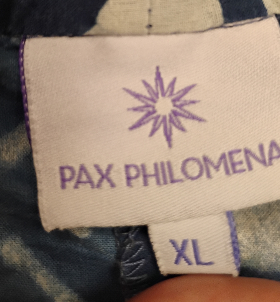 Pax Philomena Indigo Print Wide Leg Cotton Pants Sz Xl — image 3 of 6